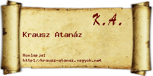 Krausz Atanáz névjegykártya